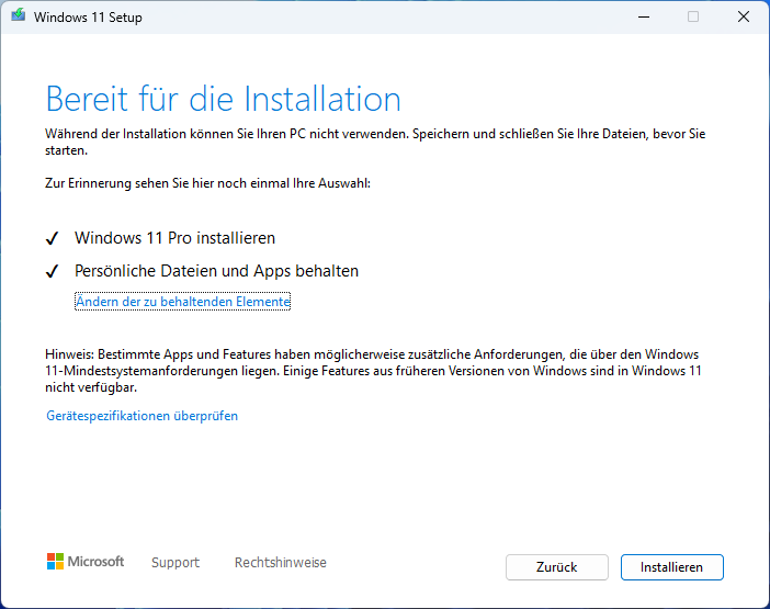 Reparaturinstallation von Windows 11
