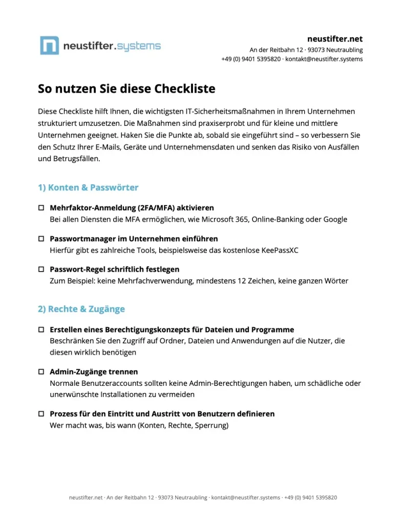 Vorschau der IT-Security-Checkliste als PDF