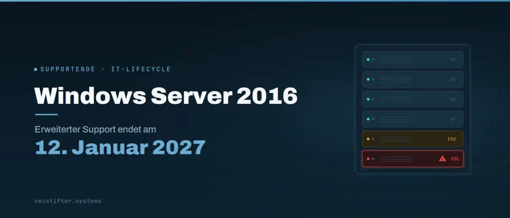 Mehr über den Artikel erfahren Windows Server 2016 Supportende im Januar 2027 – Sind Sie vorbereitet?